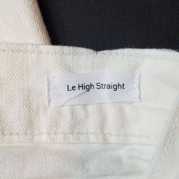 Frame Women Size 24 Le High Straight Jean Raw Stagger Hem Distressed White - Picture 6 of 9